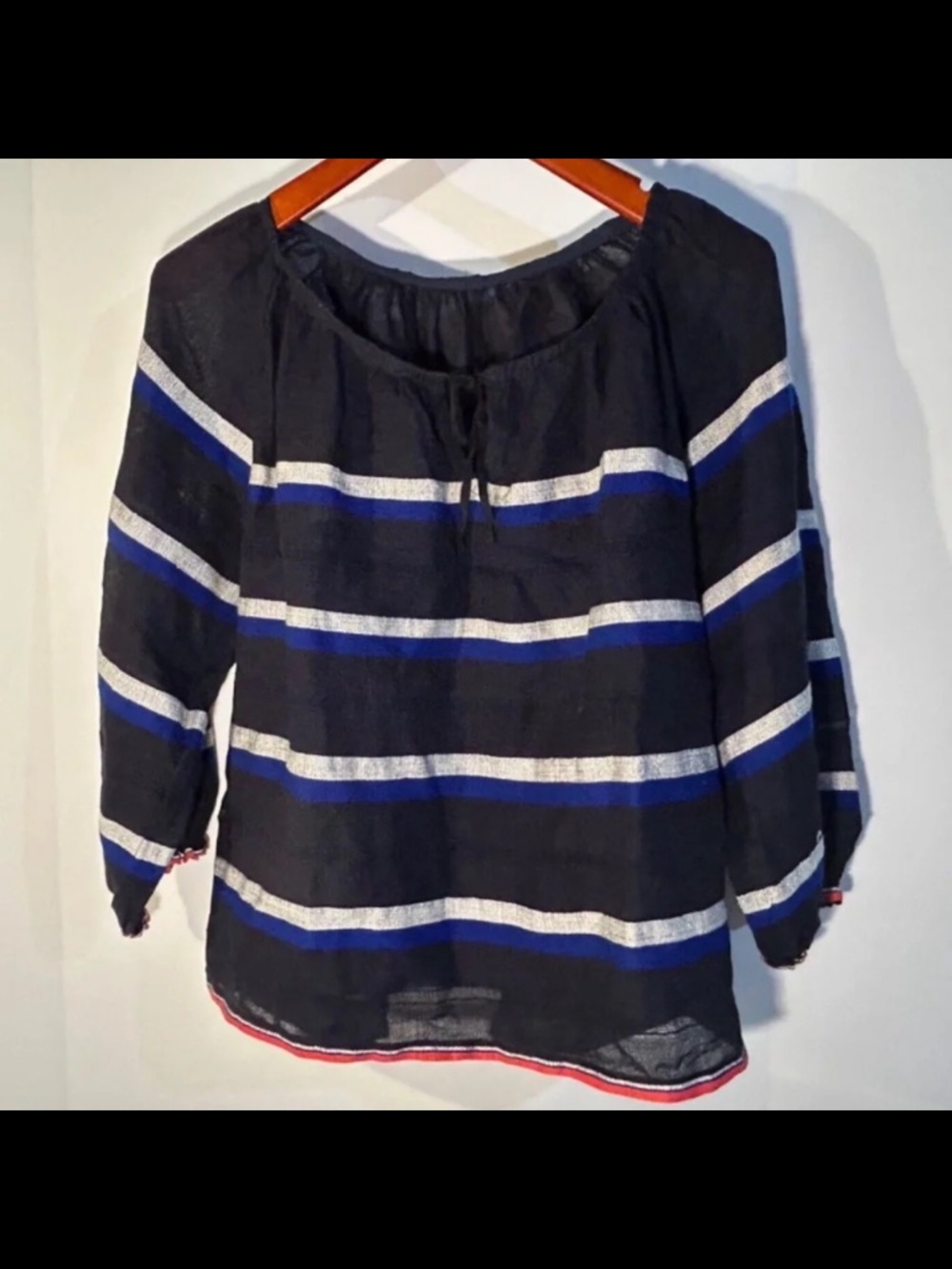 NWOT Lemlem Striped Peasant Tie Front Blouse Cotton Gauze Size S